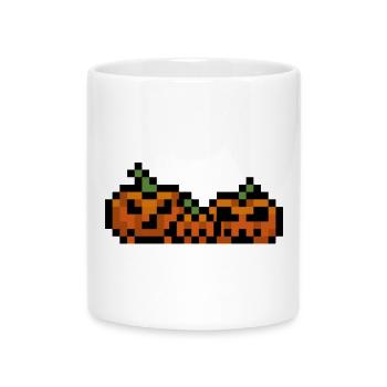 Pixel Kürbis Retro 8Bit Design - Tasse mit Herzhenkel - Weiß - Vorne