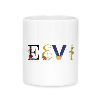EEVI name decorated with flowers - Mug with Heart-Shaped Handle - white - Front