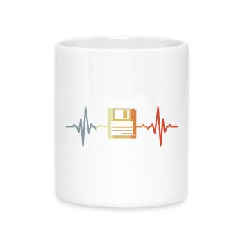 Retro Floppy Disk ECG - Mug with Heart-Shaped Handle - white - Front