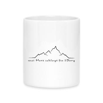my heart slogs fia dBerg - Heart beats for mountain - Mug with Heart-Shaped Handle - white - Front