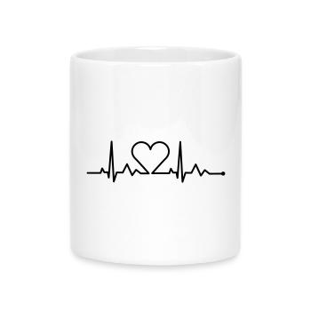 heartbeat - herzschlag - Tasse mit Herzhenkel - Weiß - Vorne