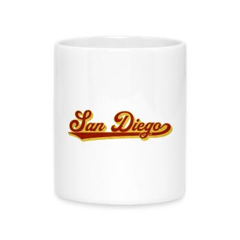 San Diego Retro Script - Tasse mit Herzhenkel - Weiß - Vorne