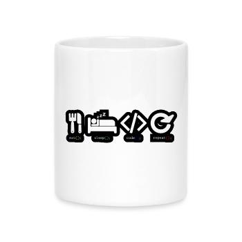 Code Sleep Wiederholung des Entwicklerlebens - Tasse mit Herzhenkel - Weiß - Vorne
