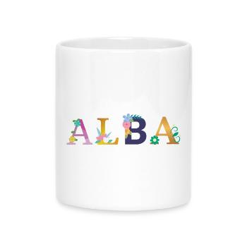 ALBA name decorated with flowers - Mug with Heart-Shaped Handle - white - Front