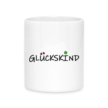 glückskind (schwarz) - Tasse mit Herzhenkel - Weiß - Vorne