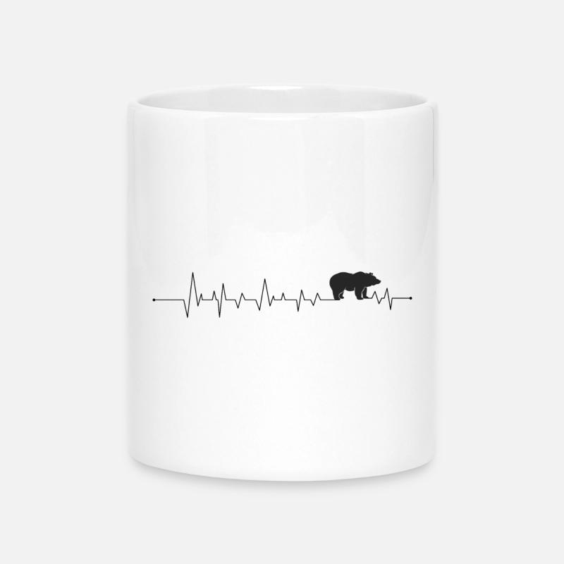 Minimalist Bear Silhouette Graphic - Mug with Heart-Shaped Handle - white