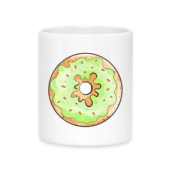 Delicious donut with green frosting cartoon gift - Mug with Heart-Shaped Handle - white - Front