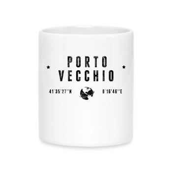 Porto Vecchio Coordonnées Géographiques Stylisées - Mug avec anse en forme de cœur - blanc - Devant