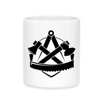 Zimmerer-Logo, Zunftzeichen - Tasse mit Herzhenkel - Weiß - Vorne