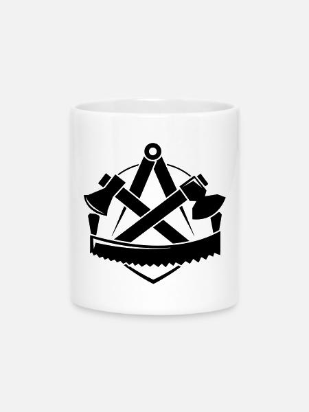 Zimmerer-Logo, Zunftzeichen - Tasse mit Herzhenkel - Weiß