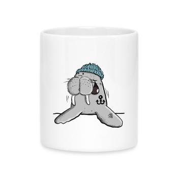 Happy Walrus I Northern German I holiday gift - Mug with Heart-Shaped Handle - white - Front