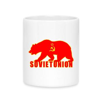 Union soviétique ours avec drapeau - Mug avec anse en forme de cœur - blanc - Devant