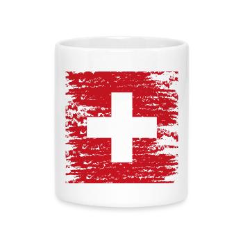 Red Textured Swiss Cross - Mug with Heart-Shaped Handle - white - Front