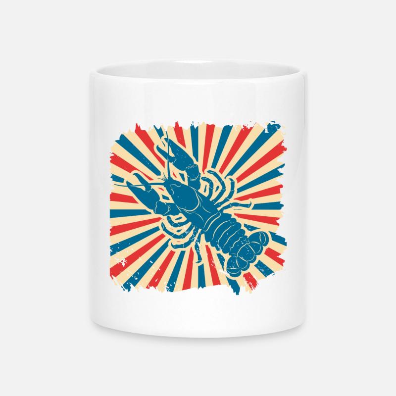 Le homard dans la roue solaire rétro - Mug avec anse en forme de cœur - blanc