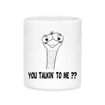 Oiseau noir rigolo - Mug avec anse en forme de cœur - blanc - Devant