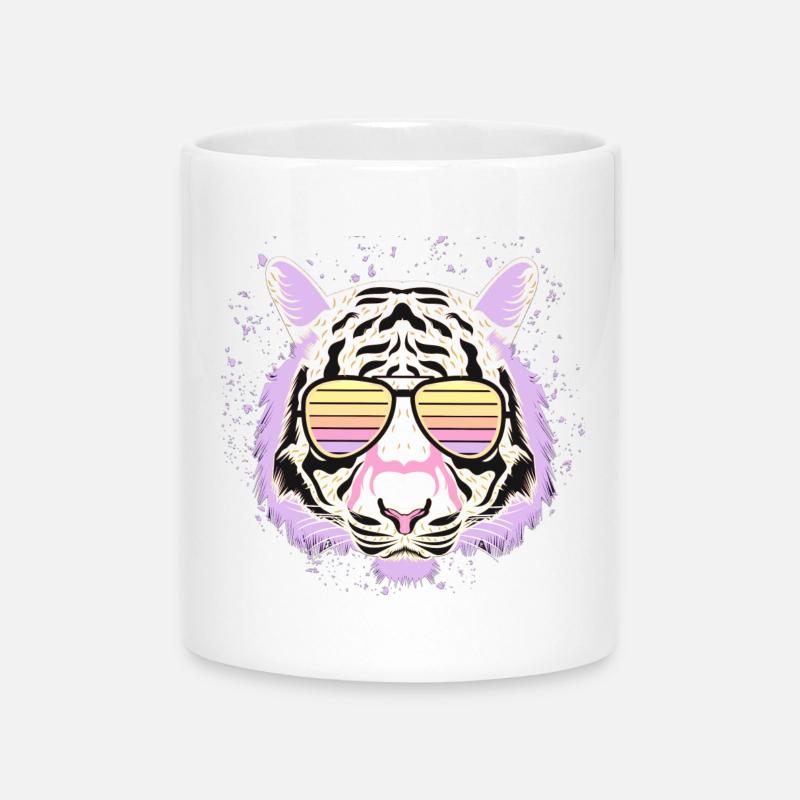 Tiger Psychedelic Brillenstil - Tasse mit Herzhenkel - Weiß