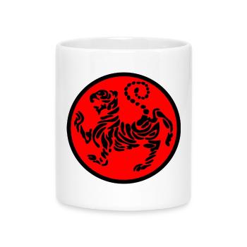 Shotokan tiger karaté logo emblème noir sur rouge - Mug avec anse en forme de cœur - blanc - Devant