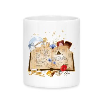 old book with spells & magic accessories - Mug with Heart-Shaped Handle - white - Front