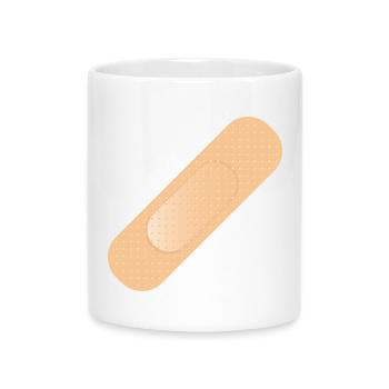 einfaches Heftpflaster als Gestaltungselement - Tasse mit Herzhenkel - Weiß - Vorne