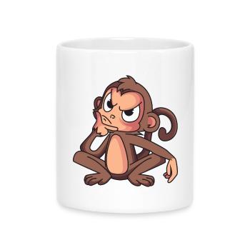 Schlaues Äffchen - Tasse mit Herzhenkel - Weiß - Vorne