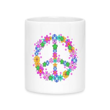 Friedenszeichen Menschheit Liebe Frieden Freiheit - Tasse mit Herzhenkel - Weiß - Vorne