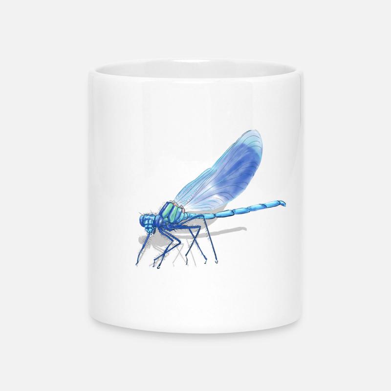 Imprimé de la Braise de Libellule Bleue - Mug avec anse en forme de cœur - blanc