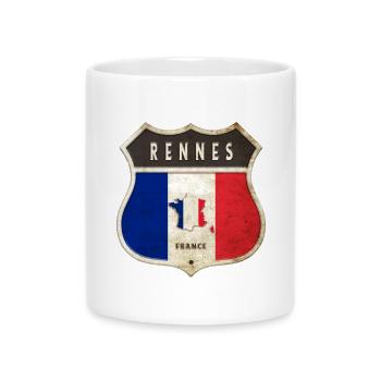 Rennes France Coat of Arms Flags Design - Mug with Heart-Shaped Handle - white - Front