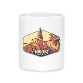 Badge retro, Toulouse France est ma ville natale - Mug avec anse en forme de cœur - blanc - Devant