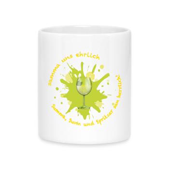 Samma uns ehrlich Summa Sunn Spritzer san herrlich - Tasse mit Herzhenkel - Weiß - Vorne