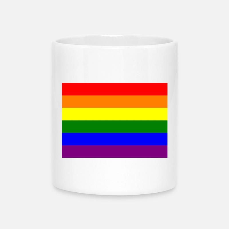 Conception du drapeau arc-en-ciel de la fierté - Mug avec anse en forme de cœur - blanc