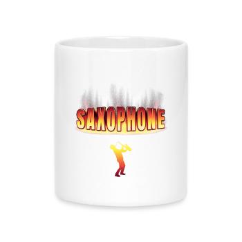 conception de saxophone - Mug avec anse en forme de cœur - blanc - Devant