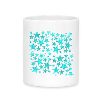 Motif d’étoiles bleu vif sur noir - Mug avec anse en forme de cœur - blanc - Devant