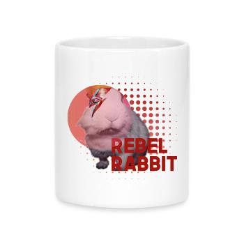 Rebel Rabbit - Mug with Heart-Shaped Handle - white - Front