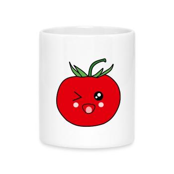 Tomate drôle avec un visage heureux - Mug avec anse en forme de cœur - blanc - Devant