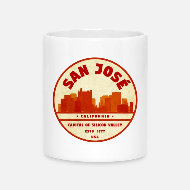 SanJose Skyline Vintage Badge - Mug with Heart-Shaped Handle - white