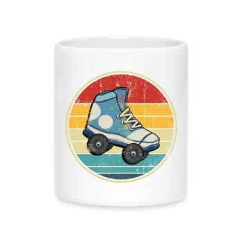 Retro Sonnenuntergang Rollschuh Kreis - Tasse mit Herzhenkel - Weiß - Vorne