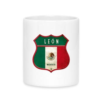 Leon Mexico coat of arms design - Mug with Heart-Shaped Handle - white - Front