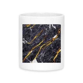 Marble Black Gold Texture - Mug with Heart-Shaped Handle - white - Front