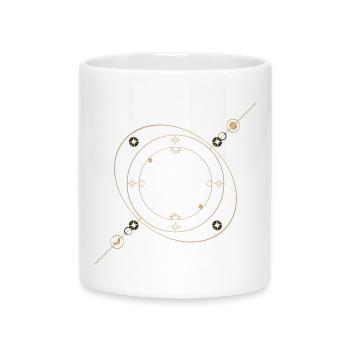 Goldene Sternenringe Schmuck - Tasse mit Herzhenkel - Weiß - Vorne