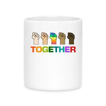 Homosexuell Menschenrechte Lgbt Spruch Regenbogen - Tasse mit Herzhenkel - Weiß - Vorne