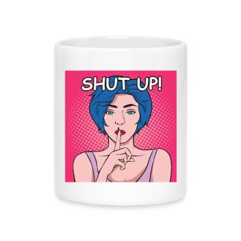 Shut Up Po Art Lady with Blue Hair - Mug with Heart-Shaped Handle - white - Front