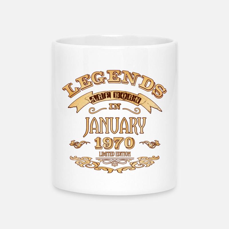 Legends are born in January 1970 - Mug with Heart-Shaped Handle - white