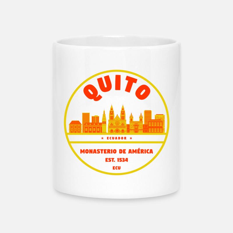 Quito Skyline Badge Monasterio América - Tasse mit Herzhenkel - Weiß
