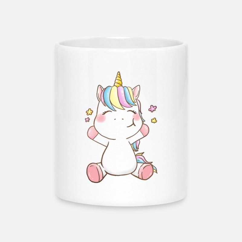 Cheerful unicorn - Mug with Heart-Shaped Handle - white