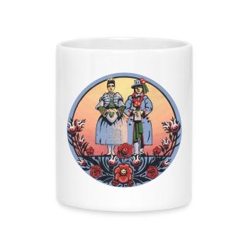 Folklore sorabe – couple en costume traditionnel - Mug avec anse en forme de cœur - blanc - Devant