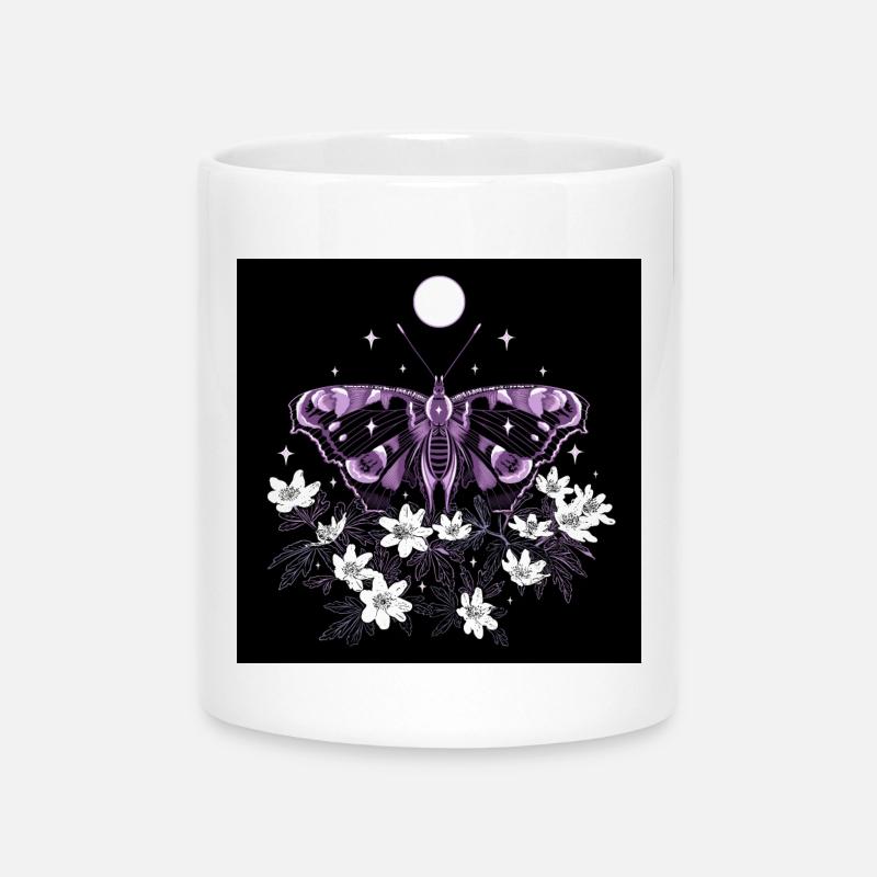 Moth moth with wood anemone - Mug with Heart-Shaped Handle - white