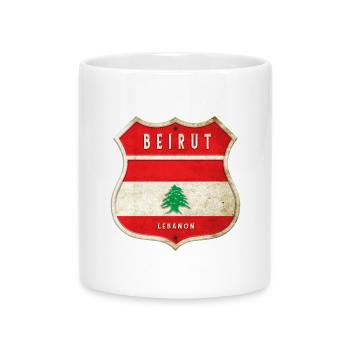 Beirut Libanon Wappen Flaggen Design - Tasse mit Herzhenkel - Weiß - Vorne