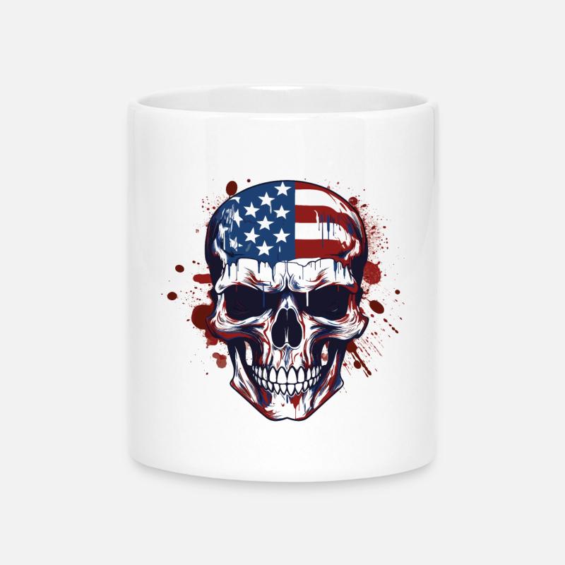 Art de crânes des drapeaux américains - Mug avec anse en forme de cœur - blanc
