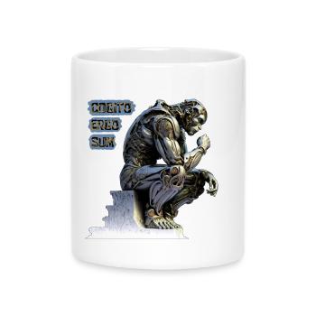 Cogito 02 – Cyborg-Denker Cogito Ergo Sum - Tasse mit Herzhenkel - Weiß - Vorne