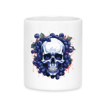 Berry Skull Art Blue - Mug with Heart-Shaped Handle - white - Front